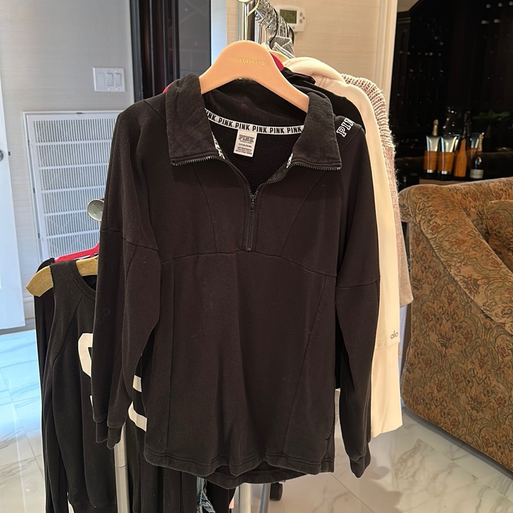 PINK black half zip sweatshirt